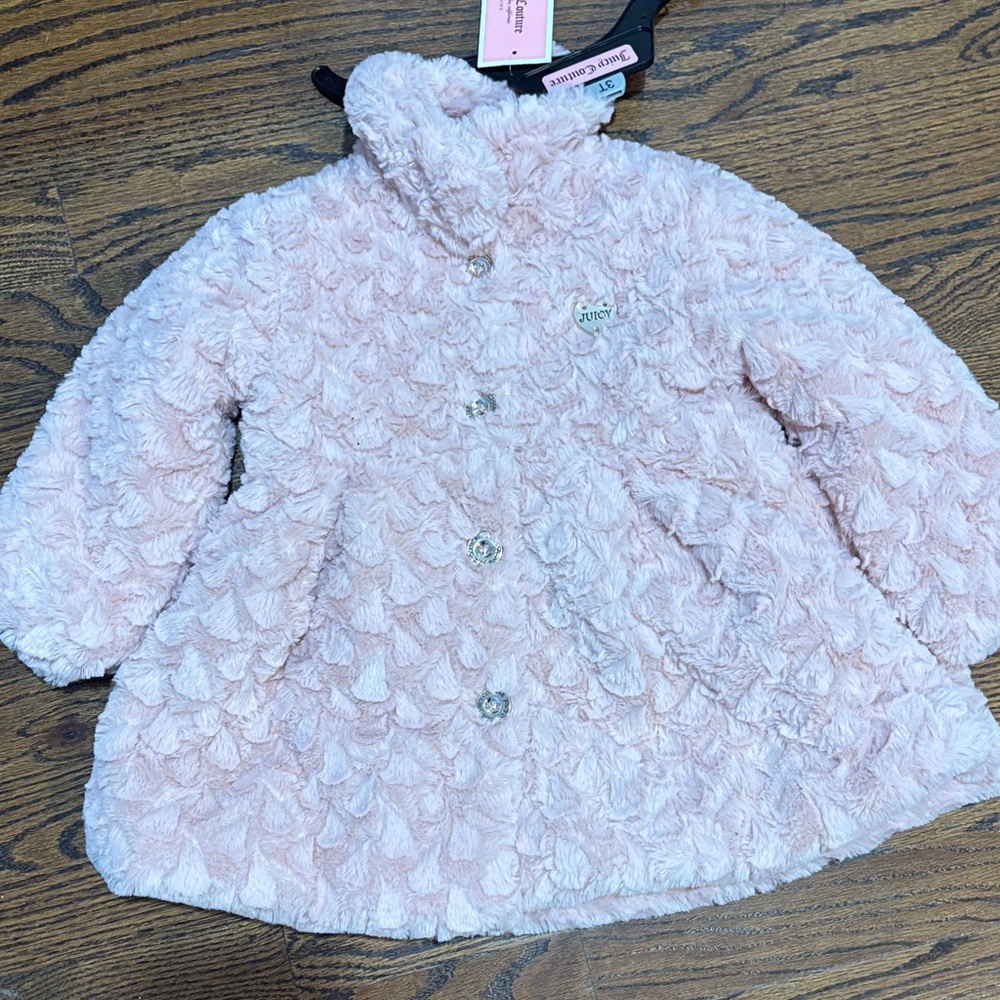 Juicy Couture Light Pink Textured Kids Puffer Coat